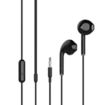 Ambrane EP-38 Wired Earphones with Metal Connectors, In-Line Mic and Tangle free Design (Black)