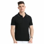 SKECHERS - BLACK POLO WITH WHITE AND ROYAL BLUE TIPPING T - SHIRT - 100% COTTON-MRP-1999