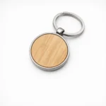 Round Bamboo Wooden Keychain