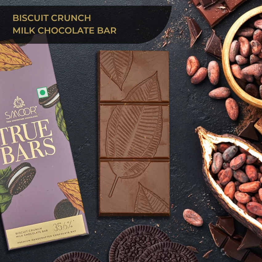 fc9aeb4bd5a26b8c144d50a65eb51459.webp Smoor Chocolates - BISCUIT CRUNCH MILK CHOCOLATE BAR MRP 300 - Image 1